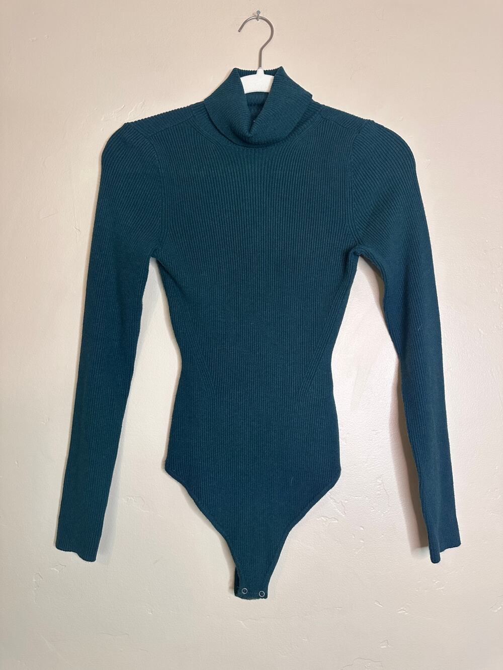 Abercrombie & Fitch Long Sleeve Turtleneck Bodysuit Peacock Blue Small